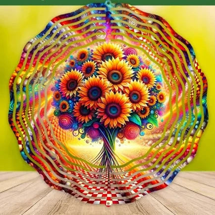 Colorful Flower Tree Wind Spinner 10 inch