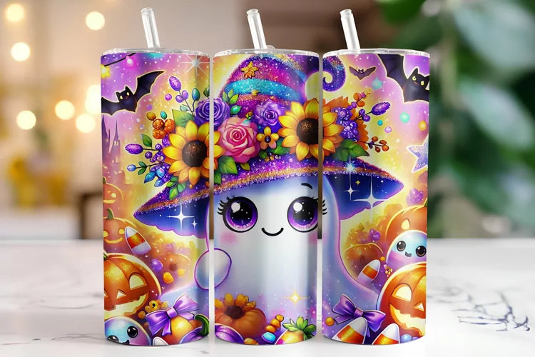 Halloween Cute Ghost Tumbler 20 oz Stainless Steel