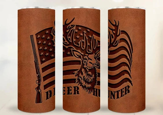 Deer Hunter Tumbler 20 oz Stainless Steel with lid and straw