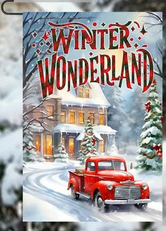 Winter Wonderland Old Truck Garden Flag 12 x 18 inch