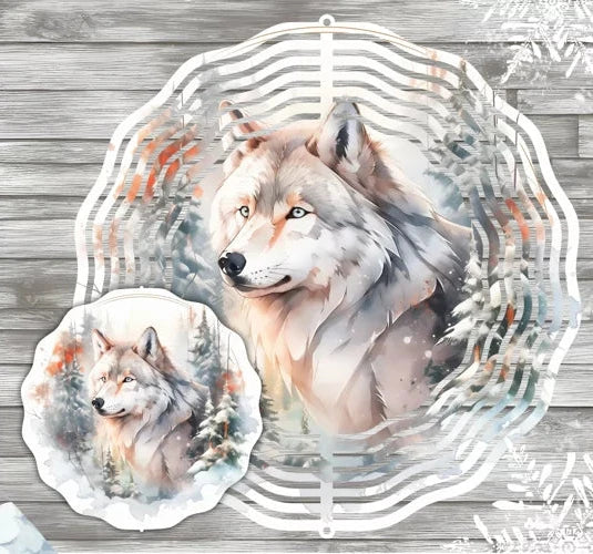 Winter Wolf Wind Spinner 10 inch