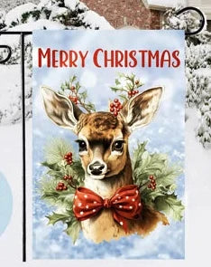 Merry Christmas Deer Garden Flag 12 x 18