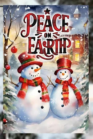Snowman Garden Flag Peace on Earth without stand