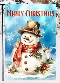 Merry Christmas Snowman Garden Flag 12 x 18 inch
