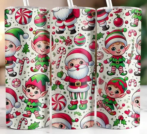 Santa Elf Christmas Tumbler Stainless Steel 20 oz.