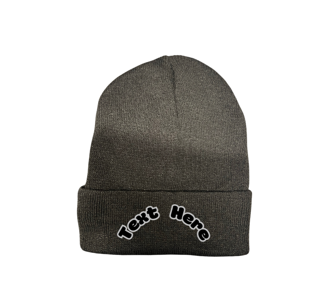 Personalized Embroidered Winter Black Beanie Hat