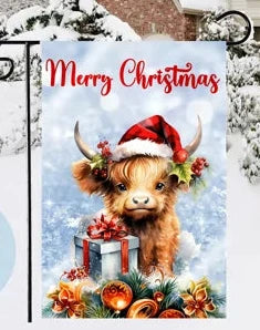 Cow Merry Christmas Garden Flag 12 x 18 inch