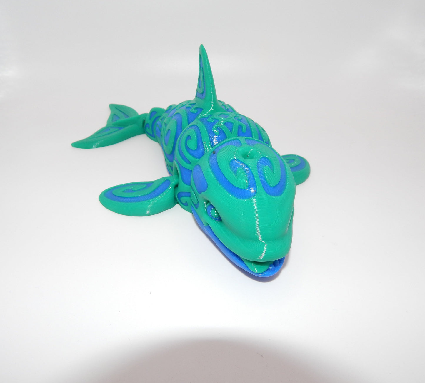 Blue and Green Orca 3D print 8 inches long