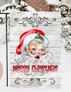 Santa Merry Christmas Garden Flag without Stand