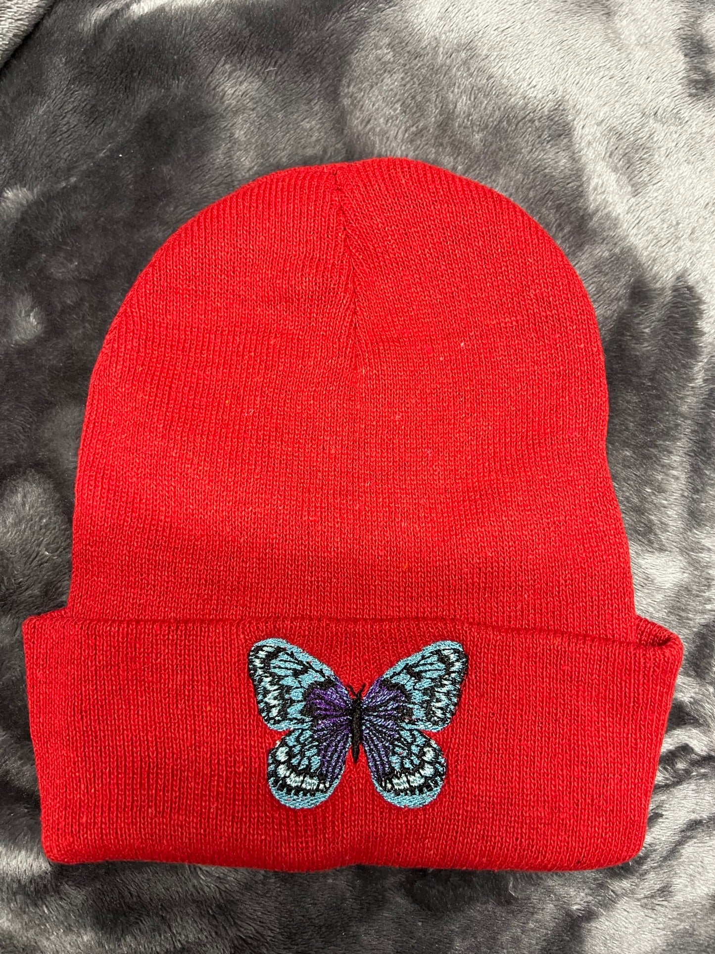 Butterfly Embroidered Winter Beanie Hat