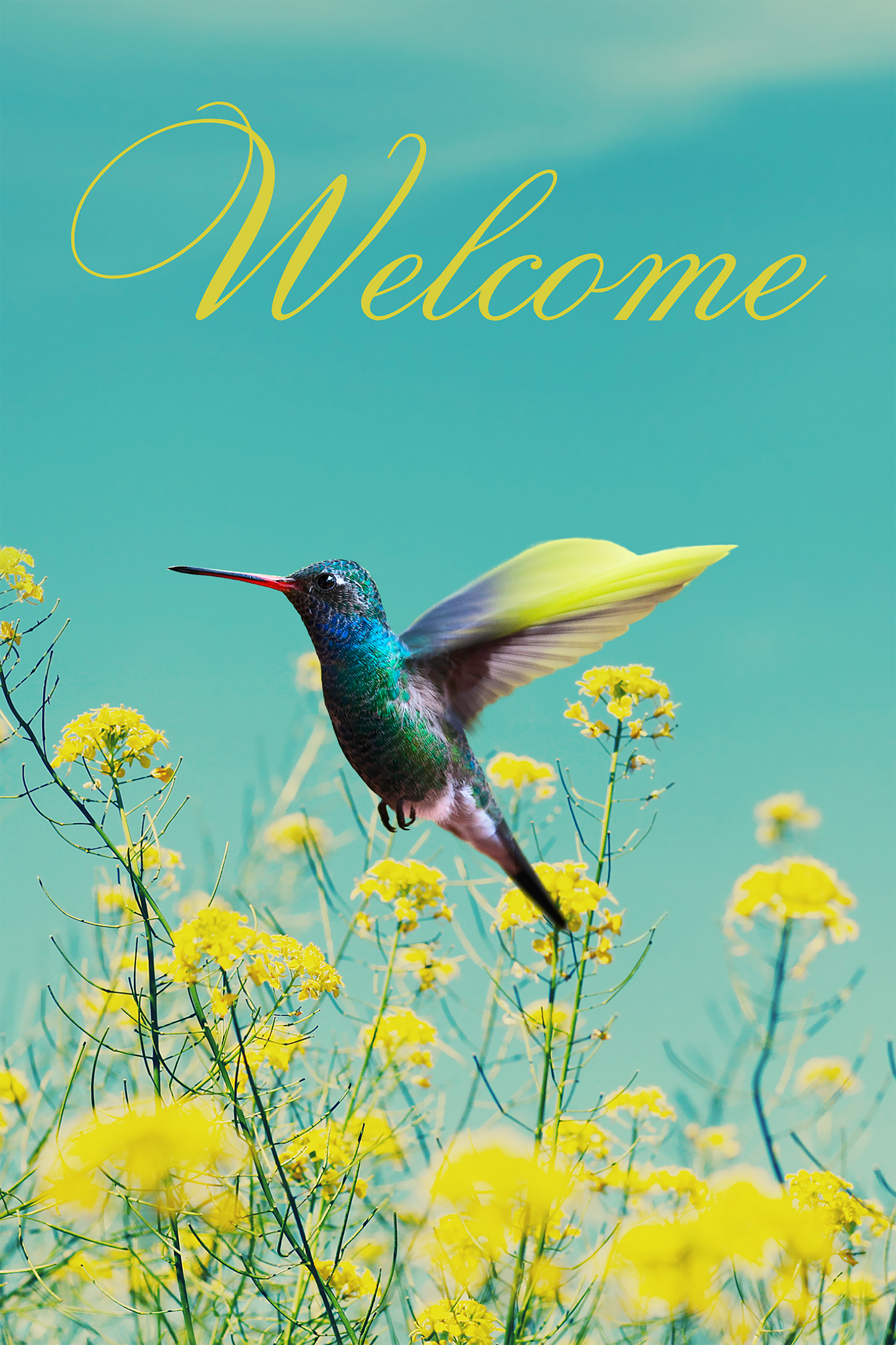 Garden Flag Humming Bird Welcome With out stand