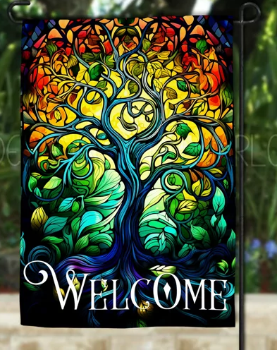 Welcome Tree Garden Flag without Stand