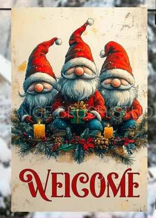 Welcome Gnome Holiday Garden Flag 12 x 18 inch