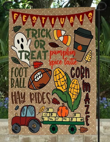 Fall Halloween Garden Flag without Stand