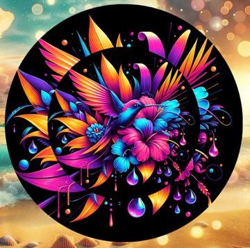 Bright Flower Humming Bird Wind Spinner 10 inch