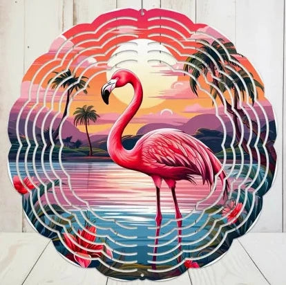Tropical Flamingo Wind Spinner 10 inch