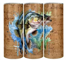 Fish 20 oz Stainless Steel Tumbler with lid and straw