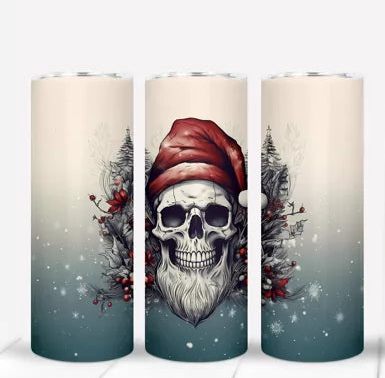 Santa Christmas Skull Tumbler Stainless Steel 20 oz.